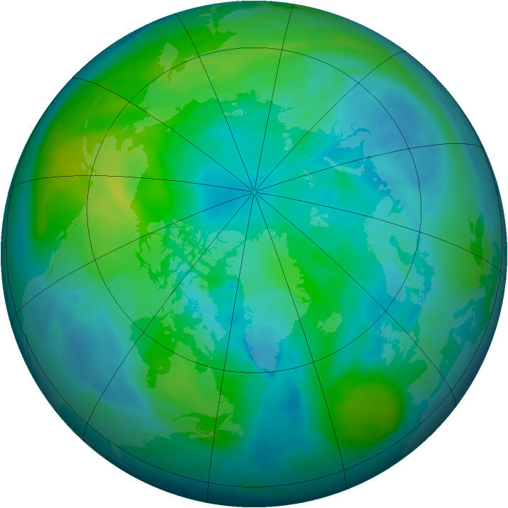 Arctic ozone map for 08 October 2010